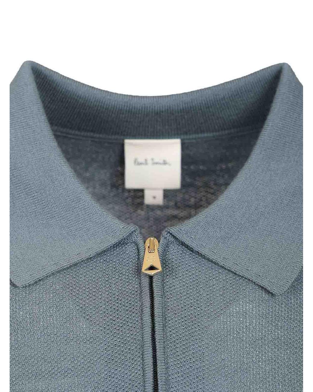 Paul Smith Blue Knitted Polo Shirt for men