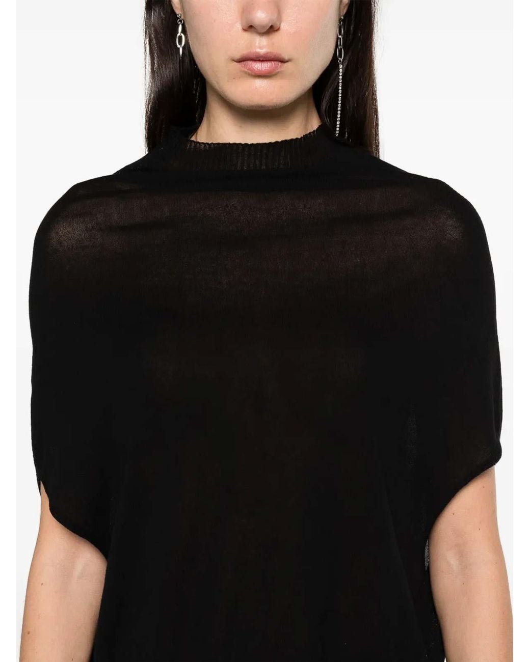 Rick Owens Black Top Cropped Crater Knit