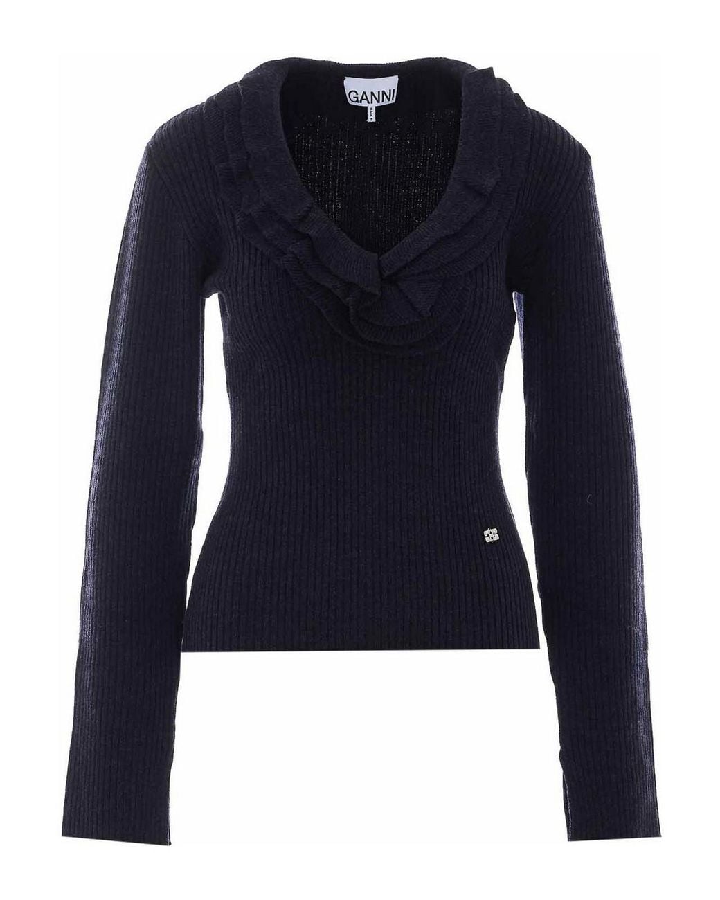 Ganni Blue Frill Sweater