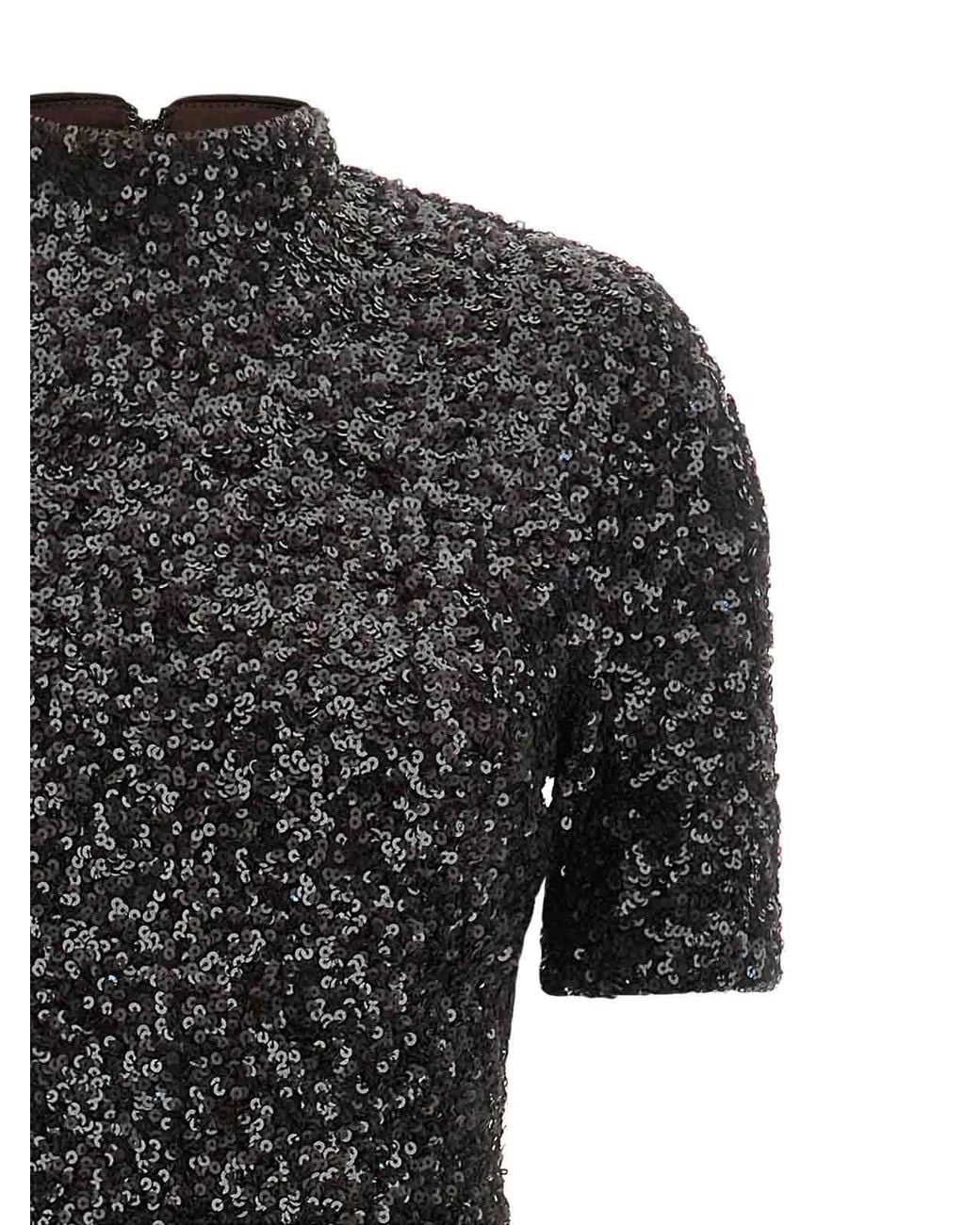 ROTATE BIRGER CHRISTENSEN Black Sequins Maxi Slit Dress