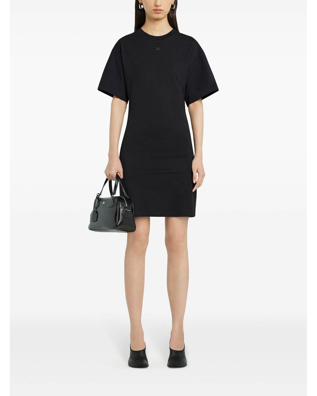 Courreges Black Cotton Mini Dress
