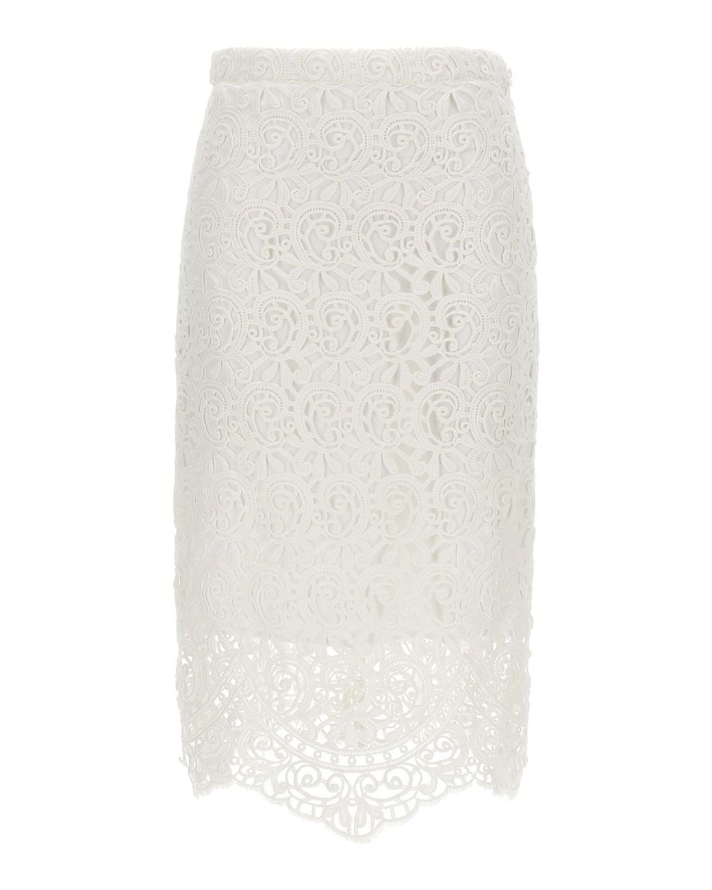 Burberry White Lace Skirt