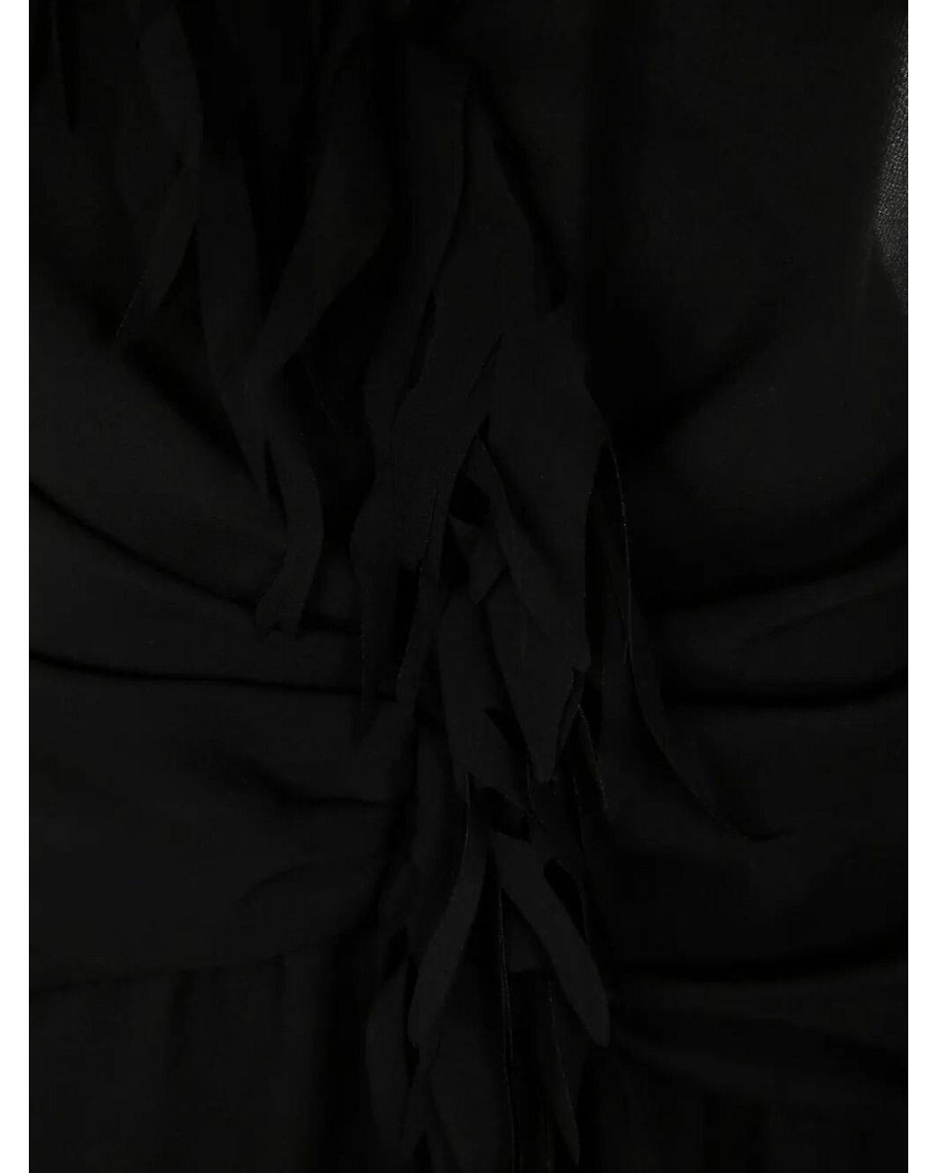 Blumarine Black Georgette Dress With Fringe