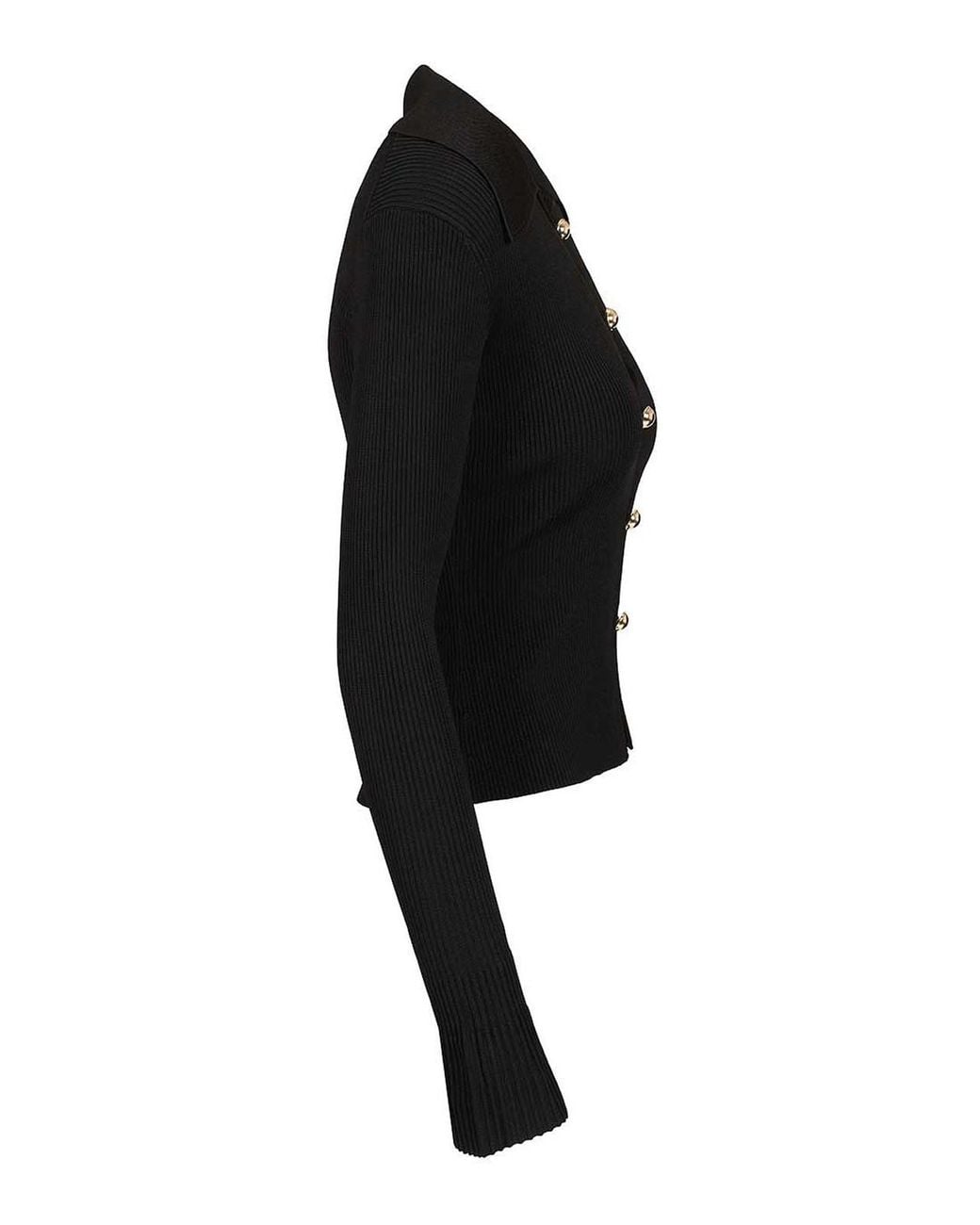 Self-Portrait Black Button-Up Sweater