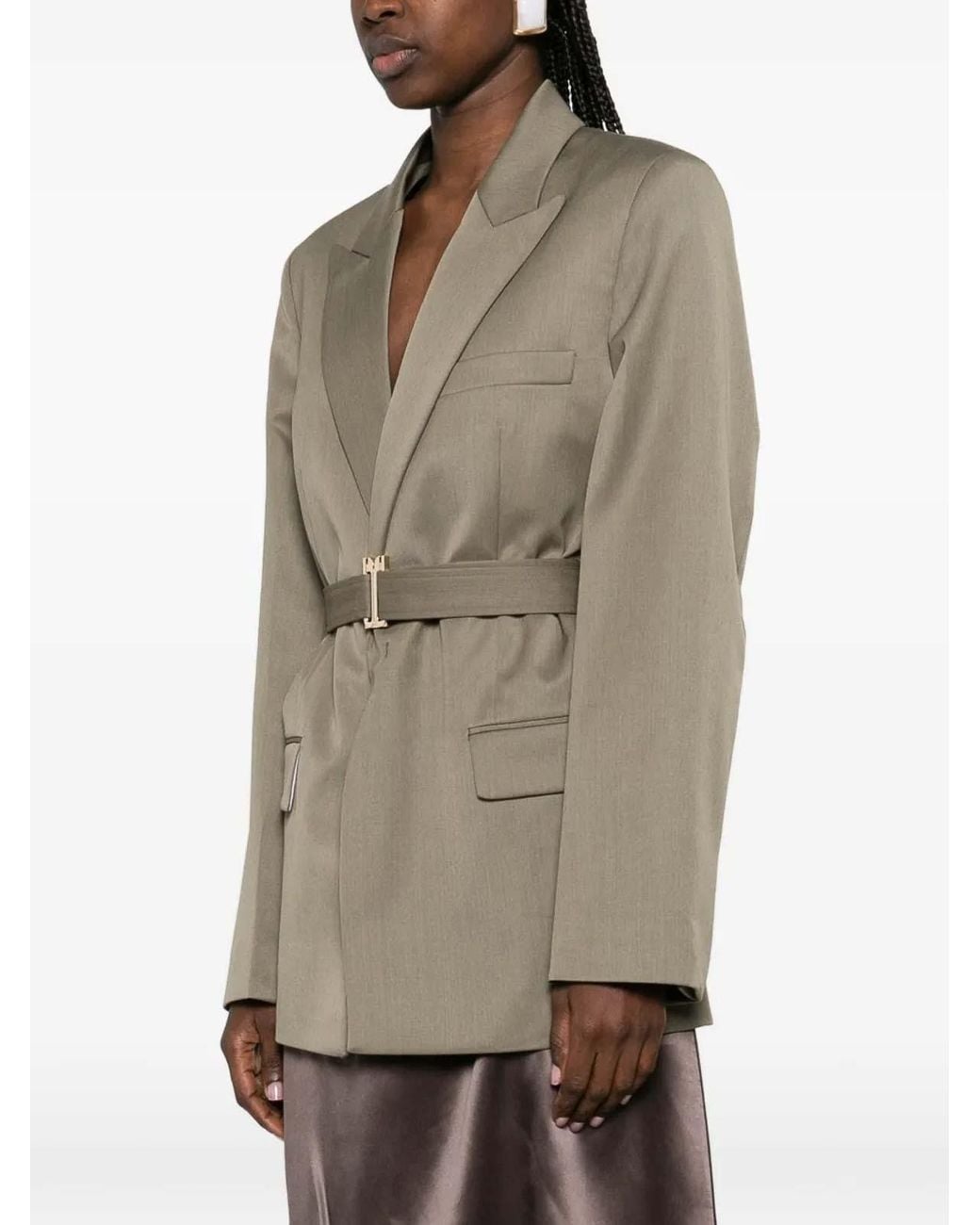 Victoria Beckham Natural Belted Tailored Jacket