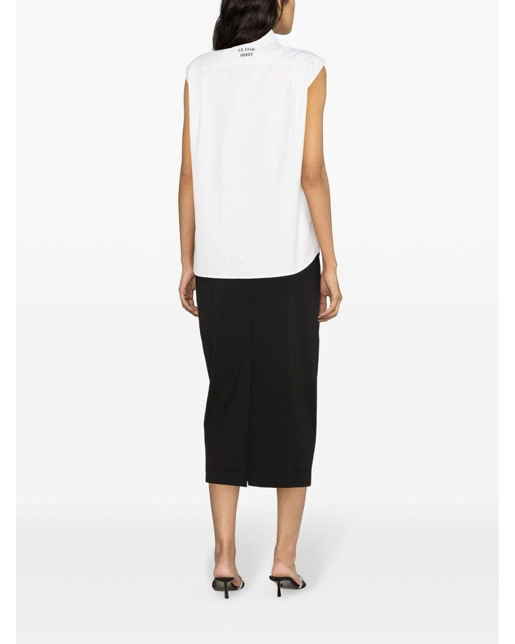 Moschino White Ribbed Detail Shirt