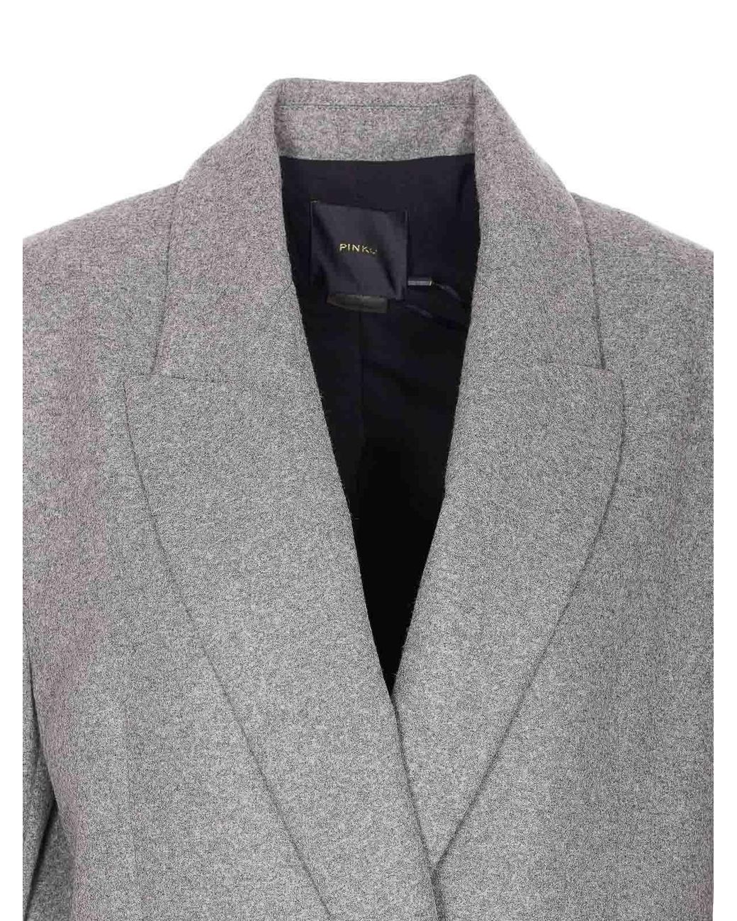 Pinko Gray Longline Jacket Notched Lapels