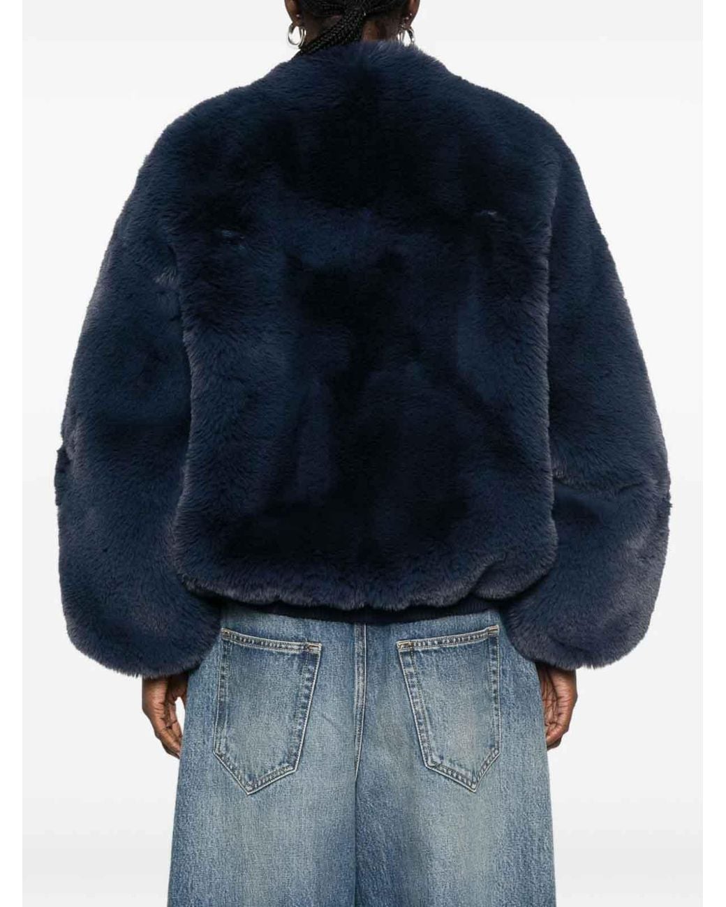 Frankie Shop Blue Senna Faux Fur Jacket