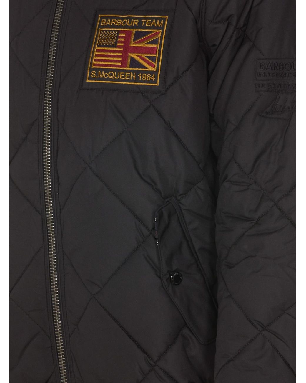 Barbour Black Quilted Bomber Jacket for men