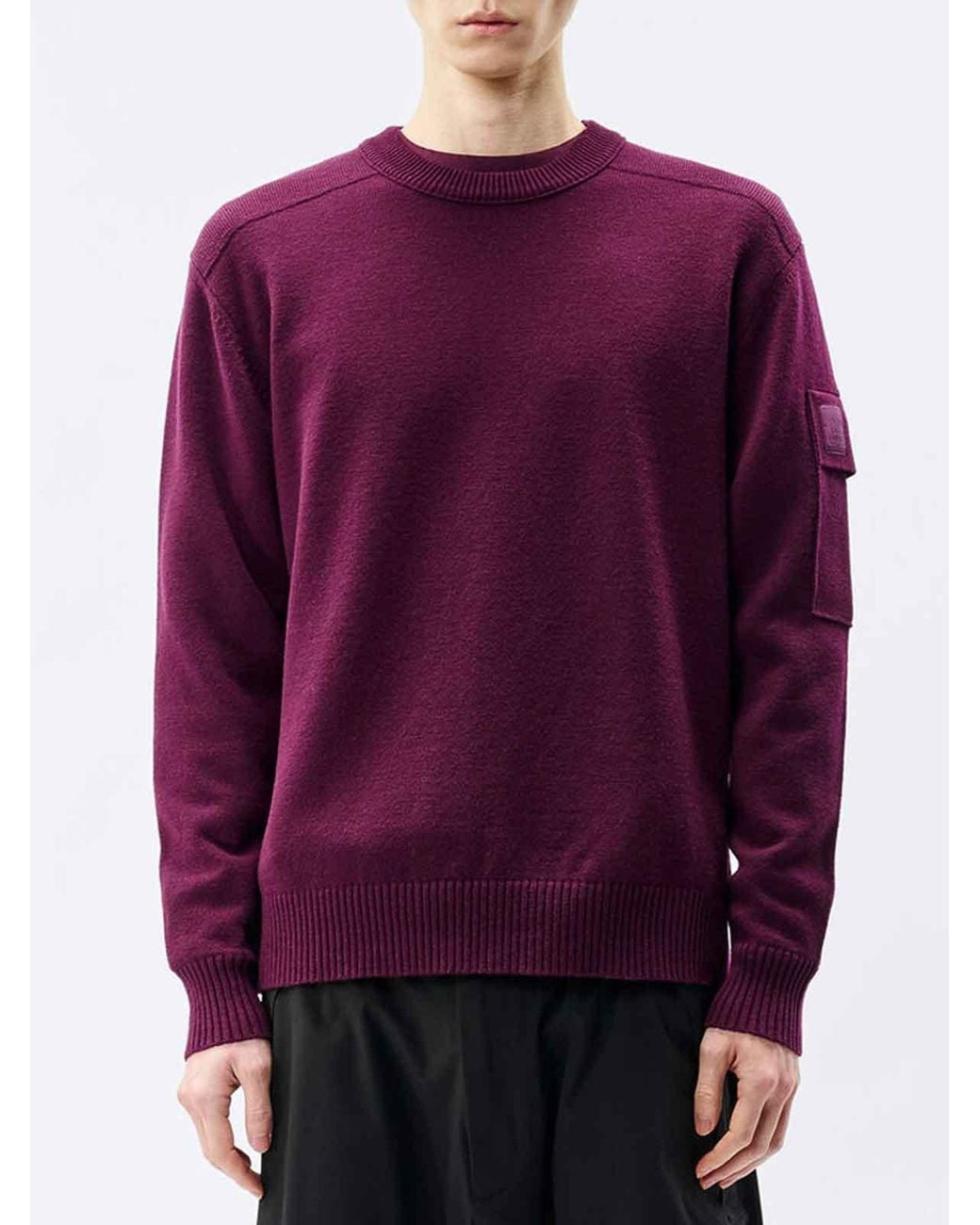 C P Company Purple Metropolis Series Fine Wool Crewneck Jumper for men
