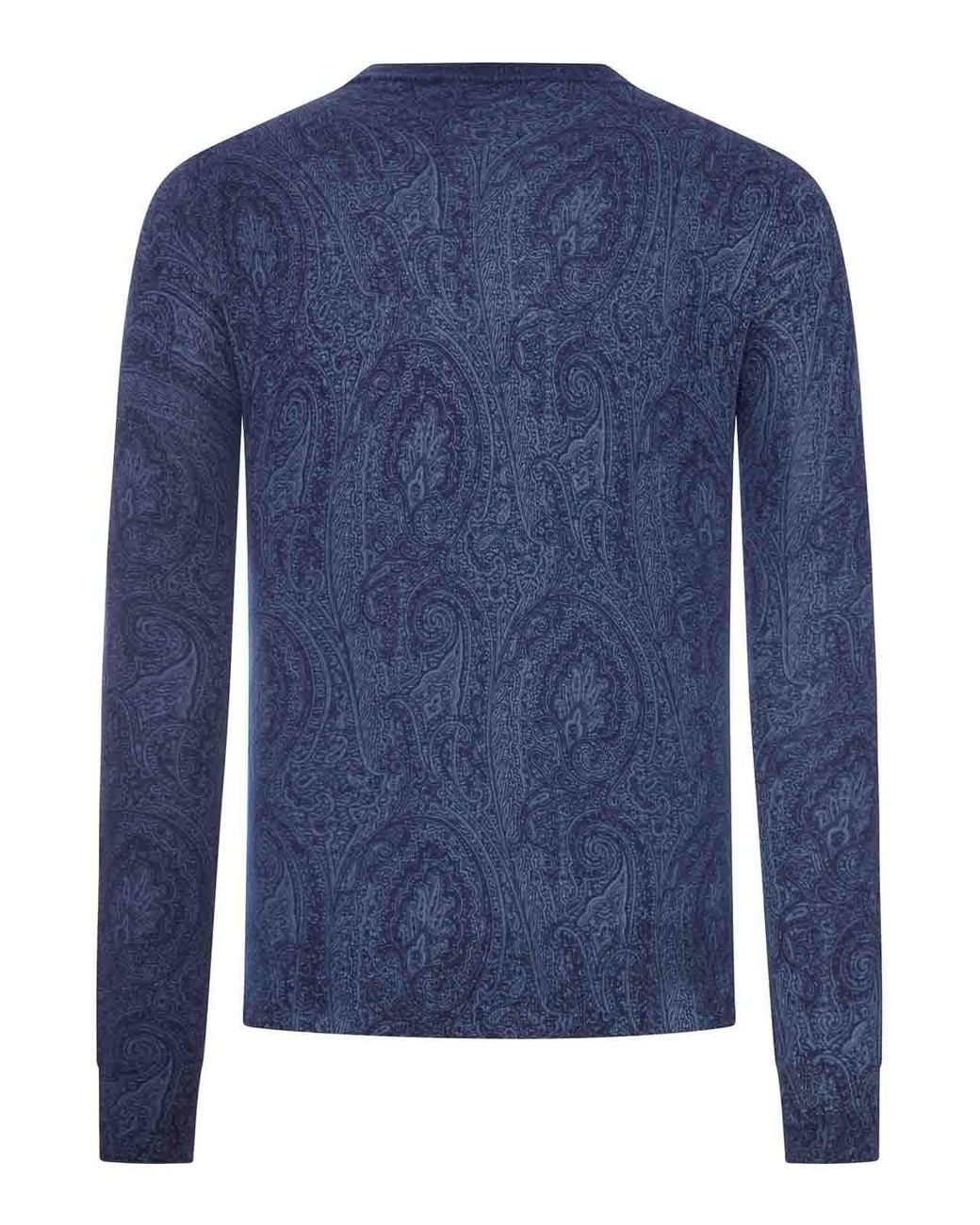 Etro Blue Paisley Sweater for men
