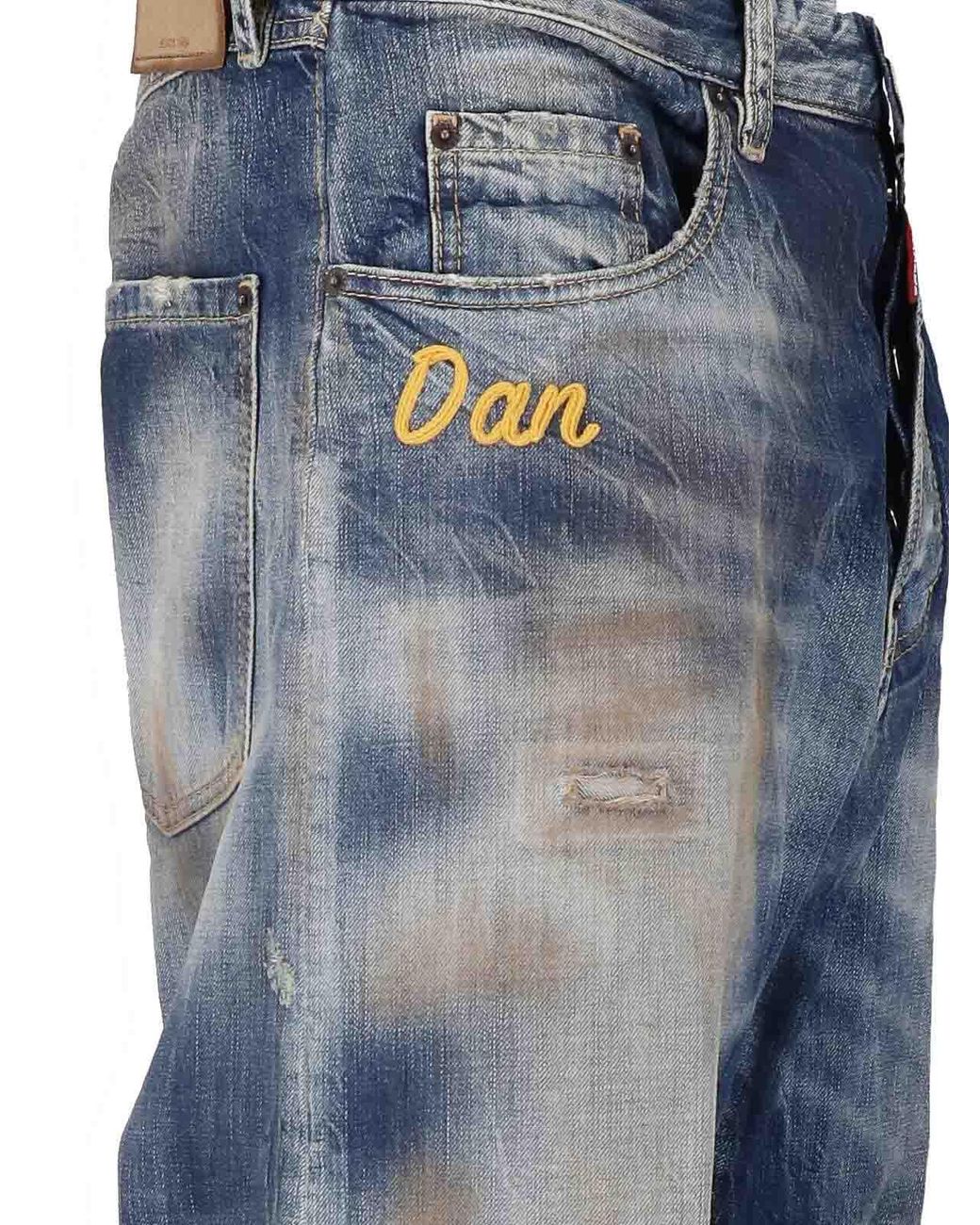 DSquared² Blue Distressed Straight-Leg Jeans for men