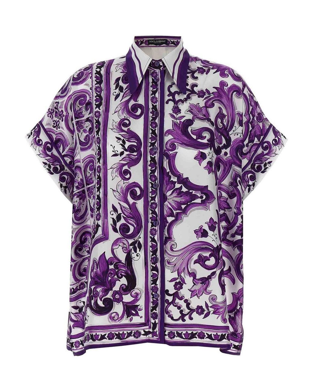 Dolce & Gabbana Purple Maiolica Print Shirt