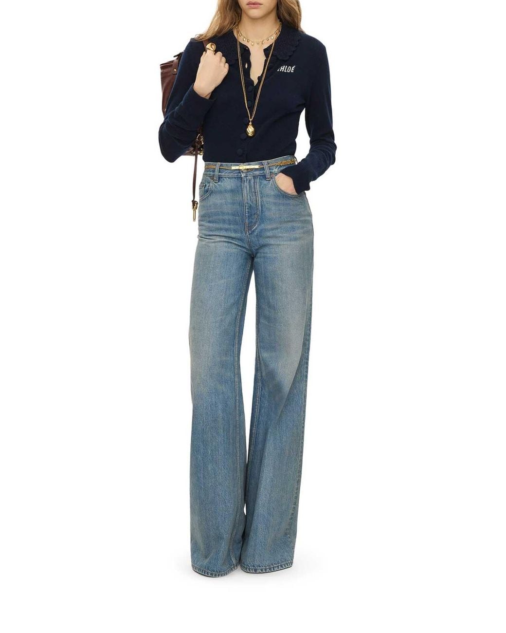 Chloé Blue Fitted Logo Cardigan