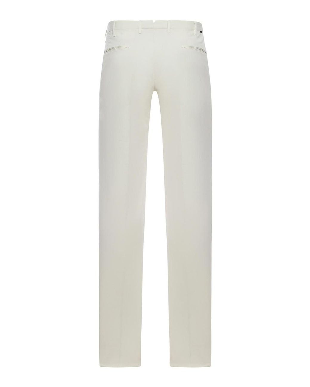 Incotex White Slim Fit Tailored Cotton Trousers for men
