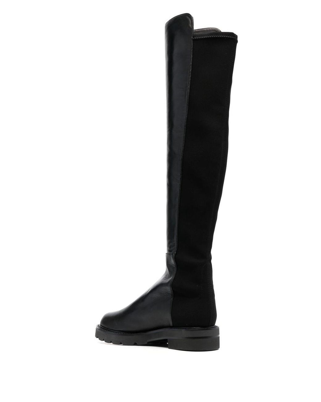 Stuart Weitzman Black Lift Asymmetric Knee Boots