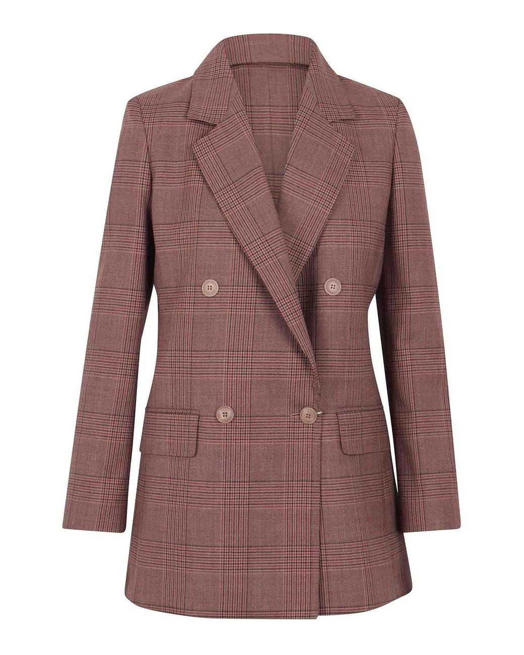 Max Mara Purple Double-Breasted Prince Of Wales Wool Jacket