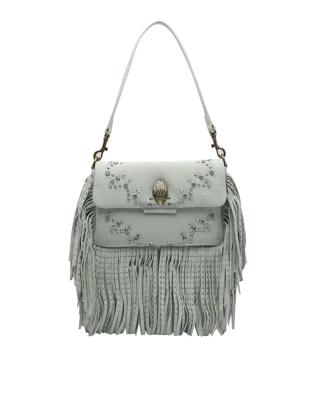 Kurt Geiger Gray Small Oxford Fringe Shoulder Bag