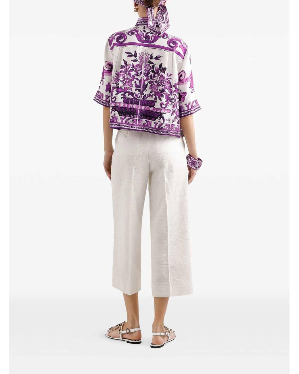 Dolce & Gabbana Pink Majolica Print Silk Shirt