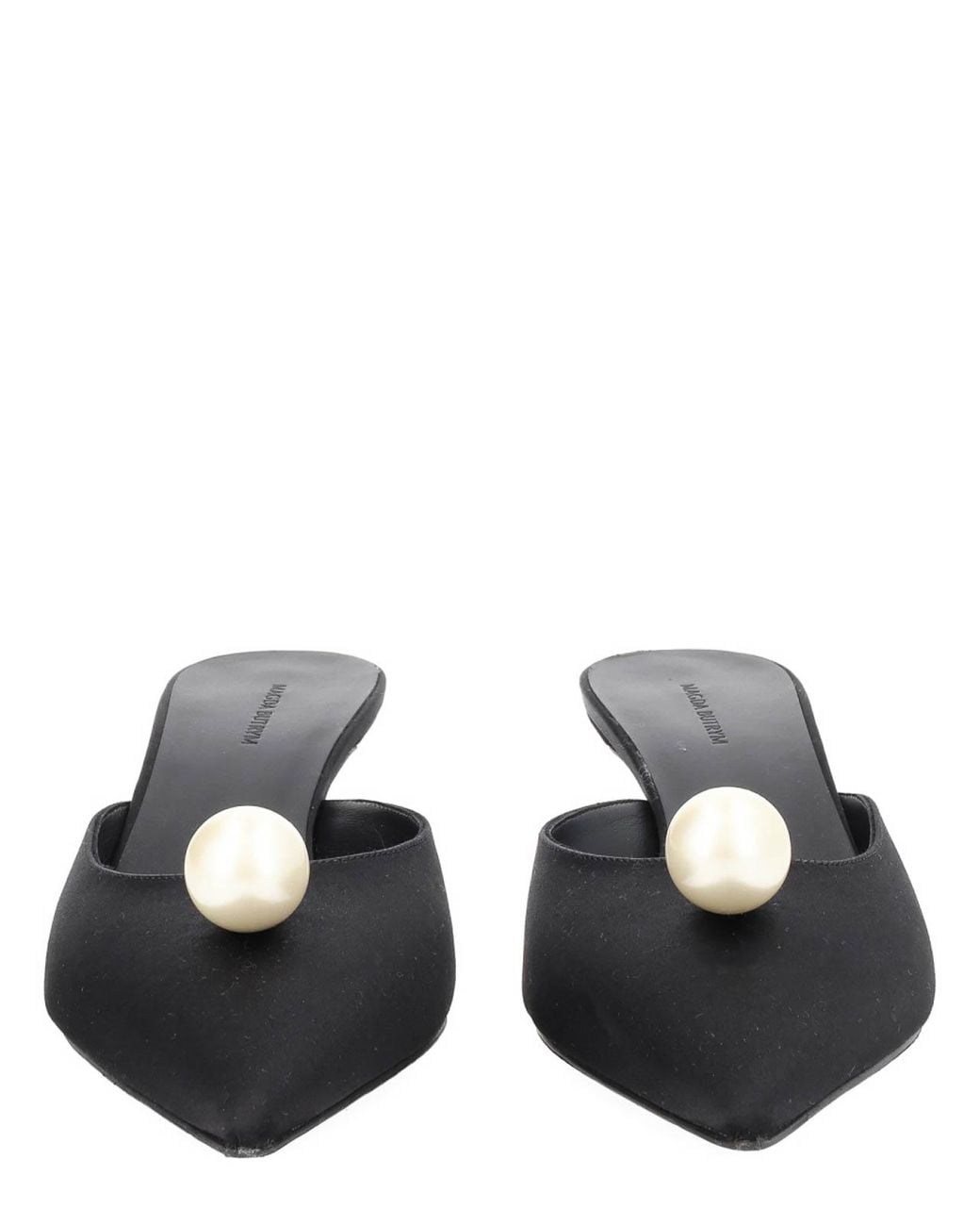 Magda Butrym White Silk Mule With Pearl