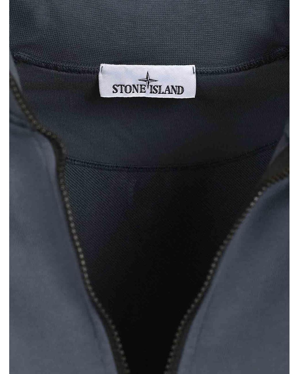 Stone Island Gray Organic Cotton Sweatshirt With Short Zip for men