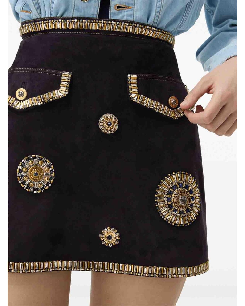 Versace Black Leather Skirt
