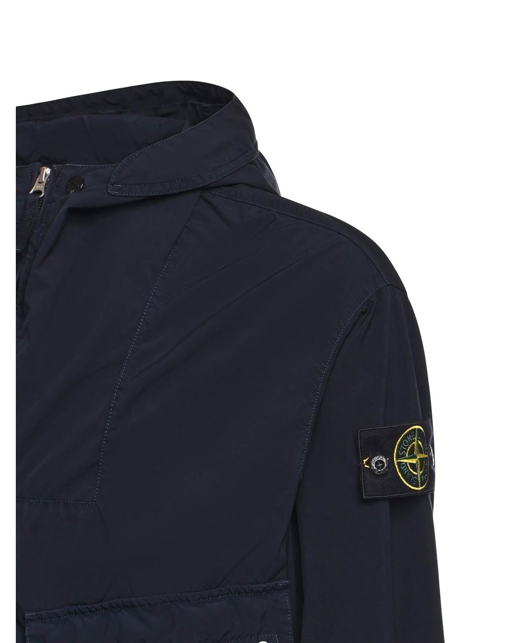 Stone Island Blue Hooded Jacket With Logo for men