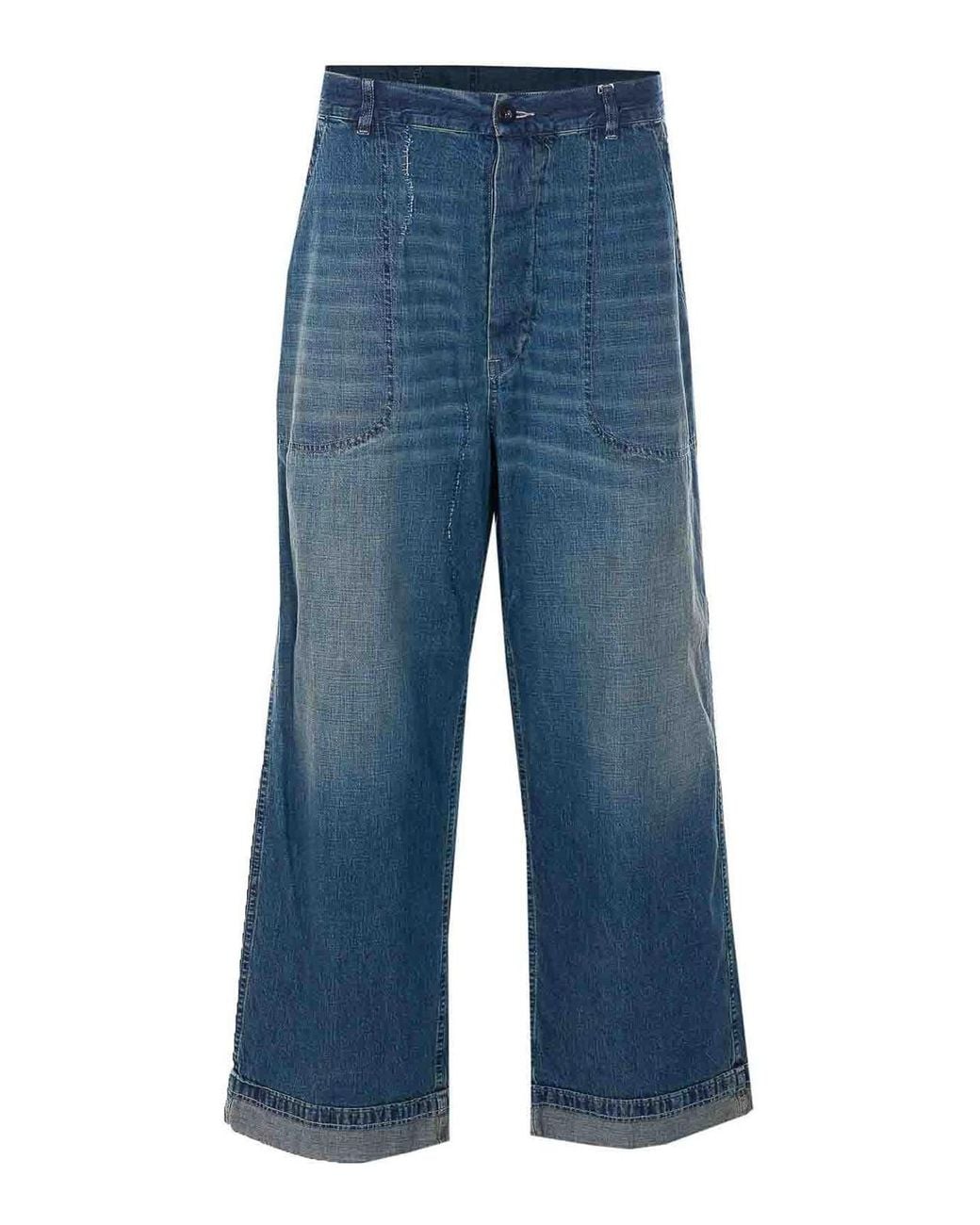 Maison Margiela Blue Wide Leg Jeans for men