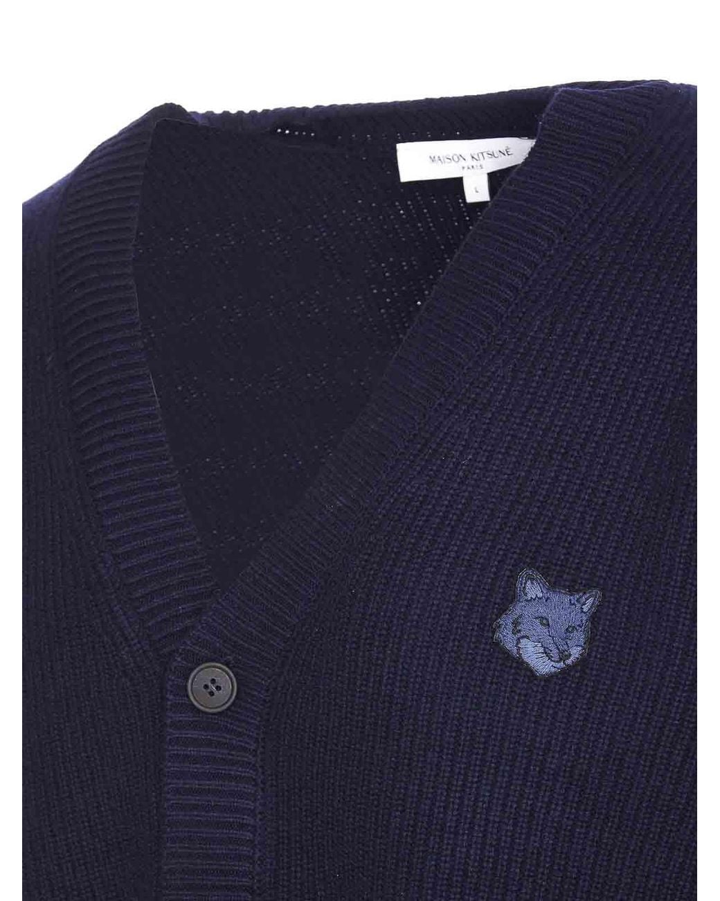 Maison Kitsuné Blue Maison Kitsune Ink Cardigan for men