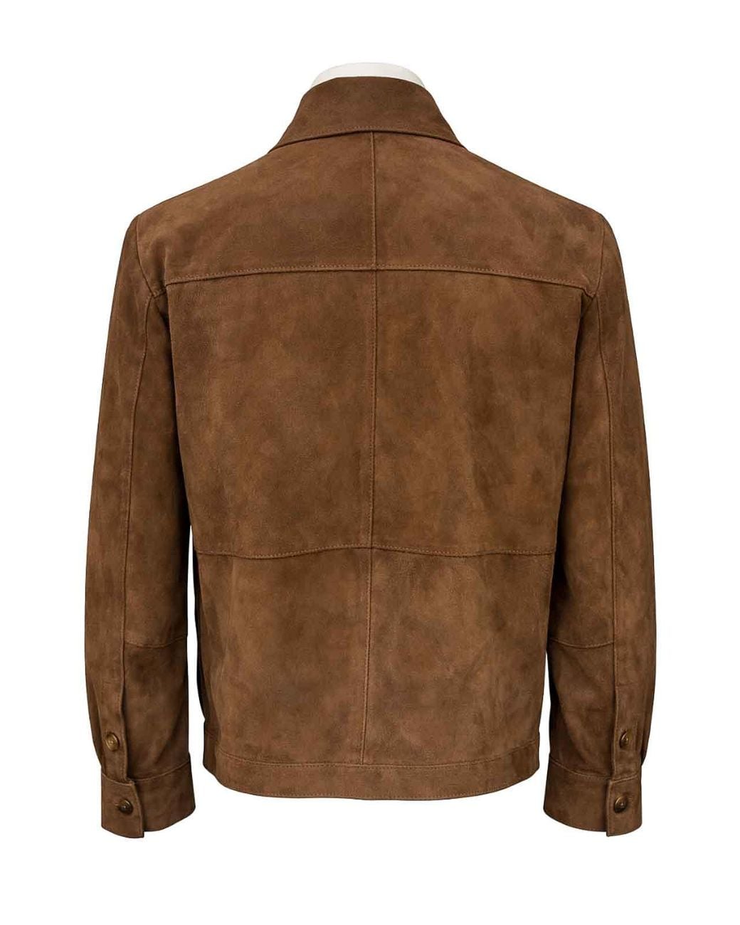 Franzese Collection Brown Taupe Bonded Suede Jacket for men