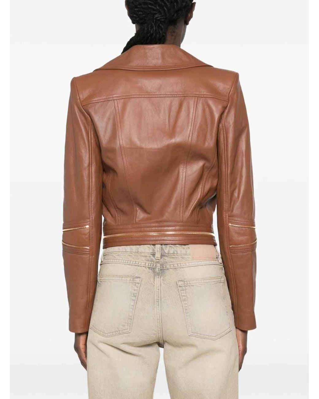 Elisabetta Franchi Brown Leather Outerwear