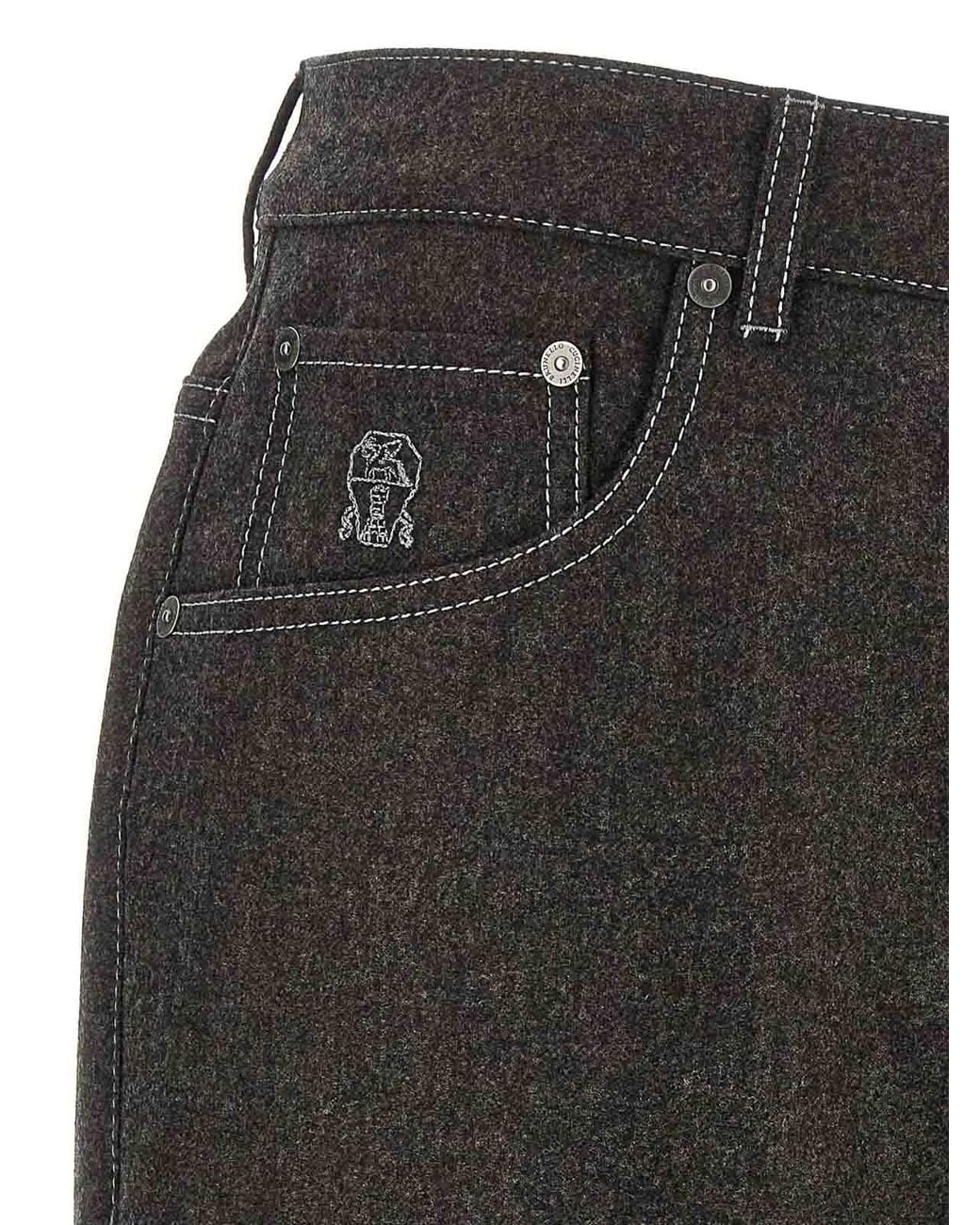 Brunello Cucinelli Gray Flannel Trousers for men