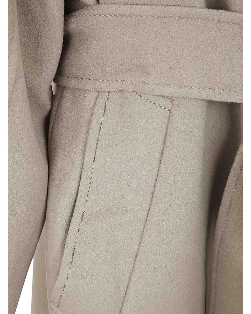 AMI White Long Belted Coat