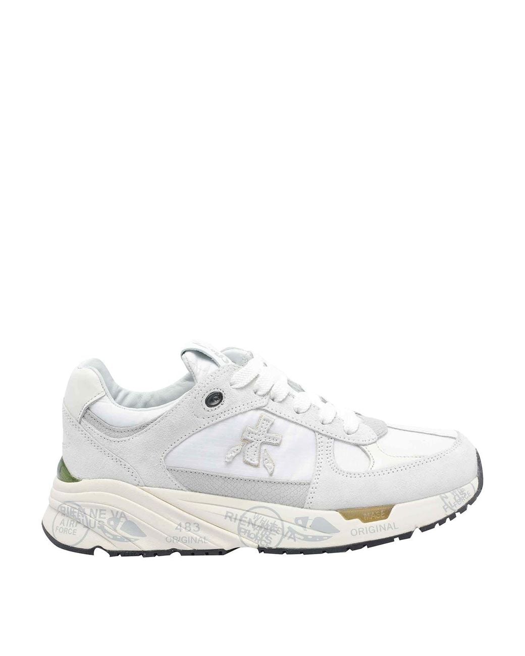Premiata White Low-Top Sneakers With Textured Panels And Chunky Sole