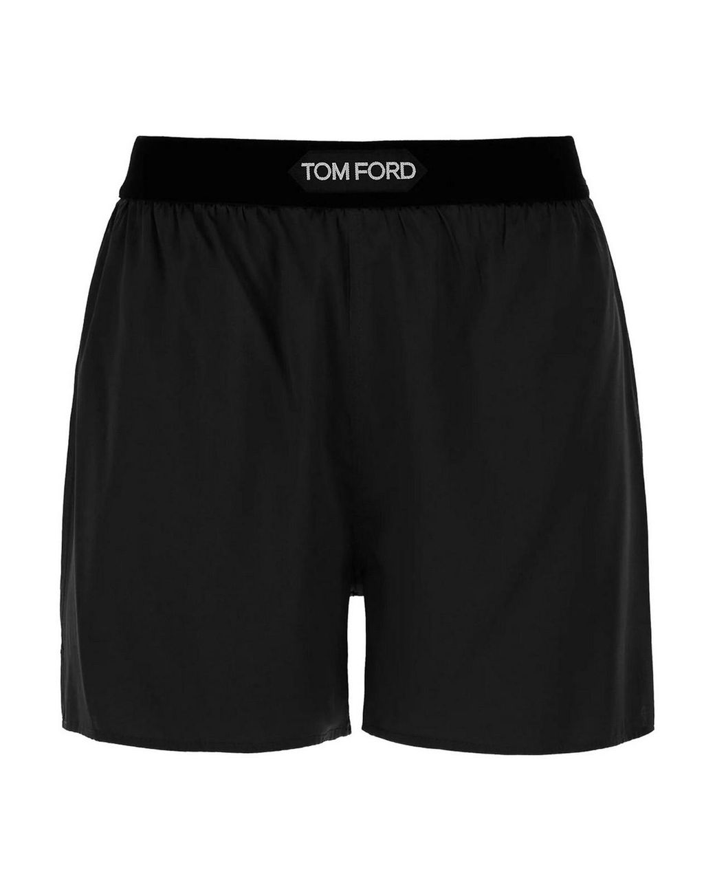 Tom Ford Black Logo-Waistband Silk Shorts