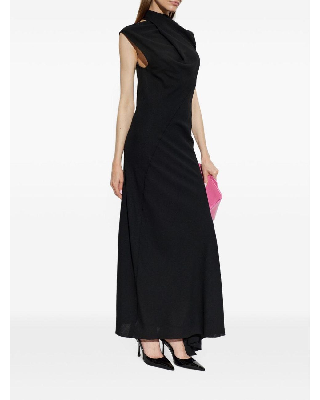 The Attico Black Virgin Wool Midi Dress