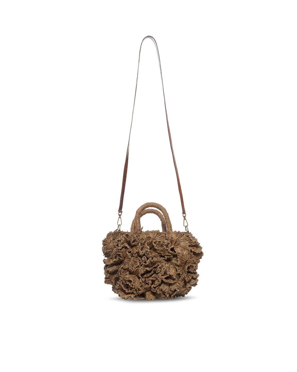 IBELIV Brown Coral Raffia Bag