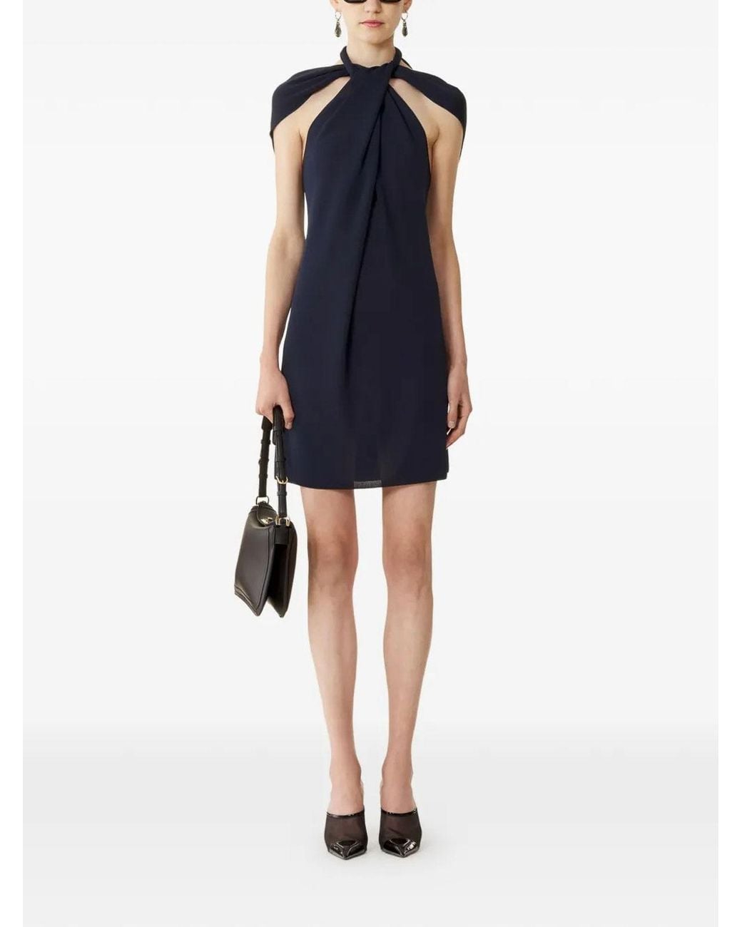 Lanvin Blue Tie-Neck Top