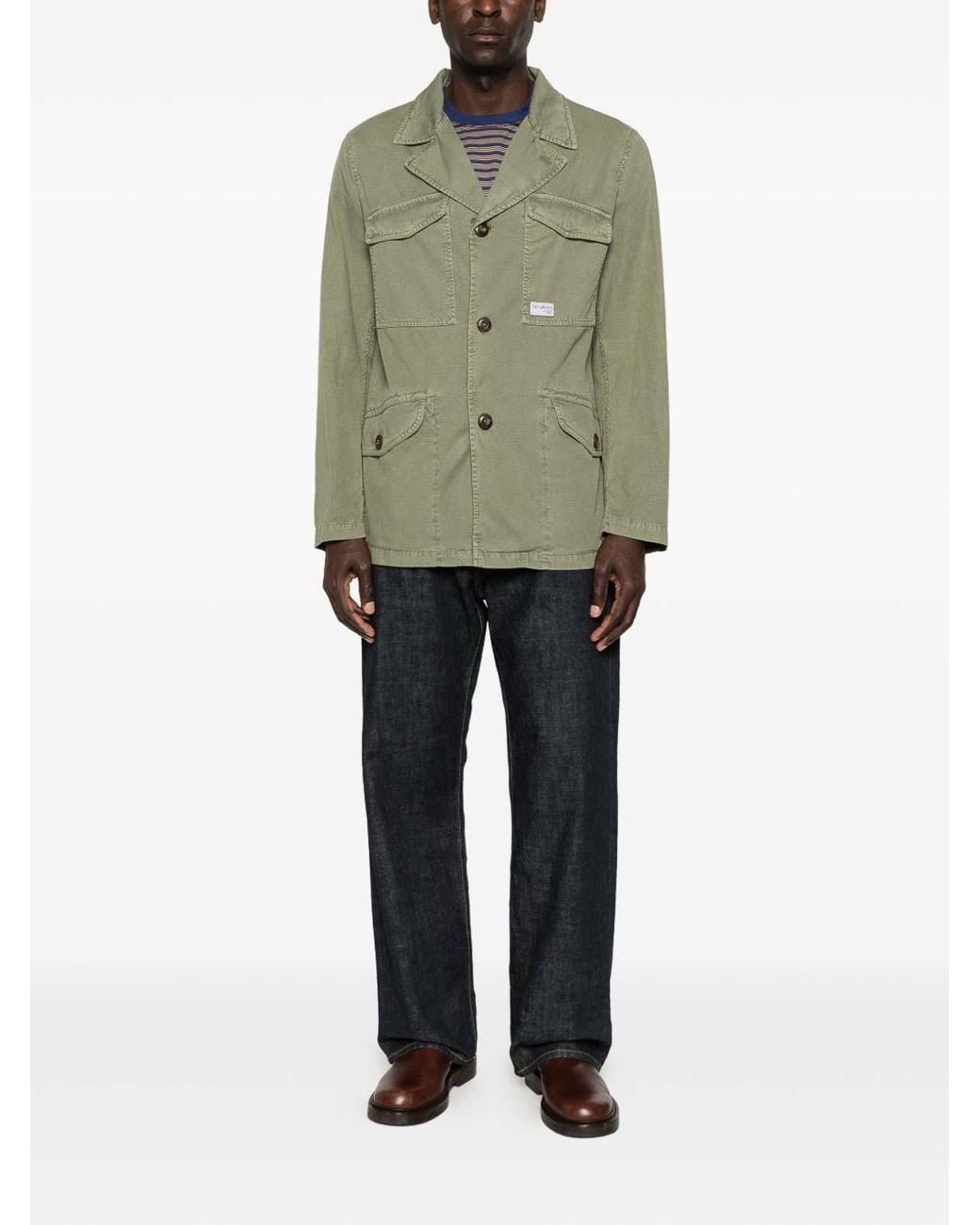 Fay Green Jacket With Logo Patch for men