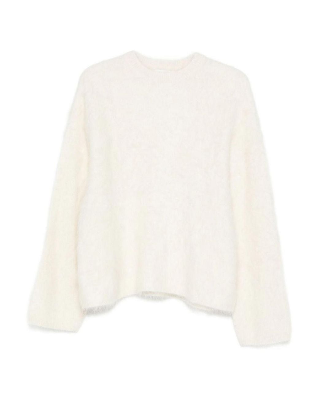 Soft Goat White Wool Crewneck Jumper