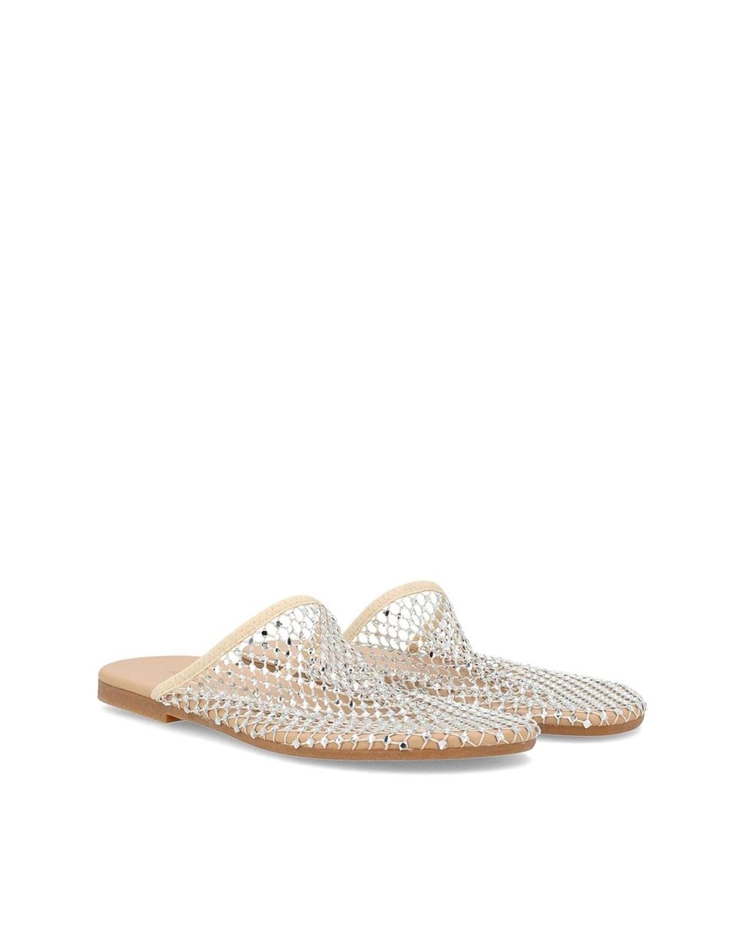 Alysi White Mule Shoe With Rhinestones