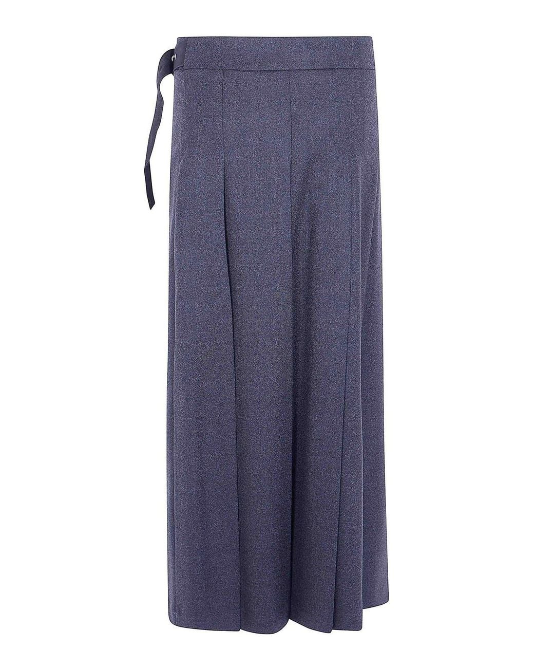 P.A.R.O.S.H. Blue Pleated Buckle-Fastening Maxi Skirt