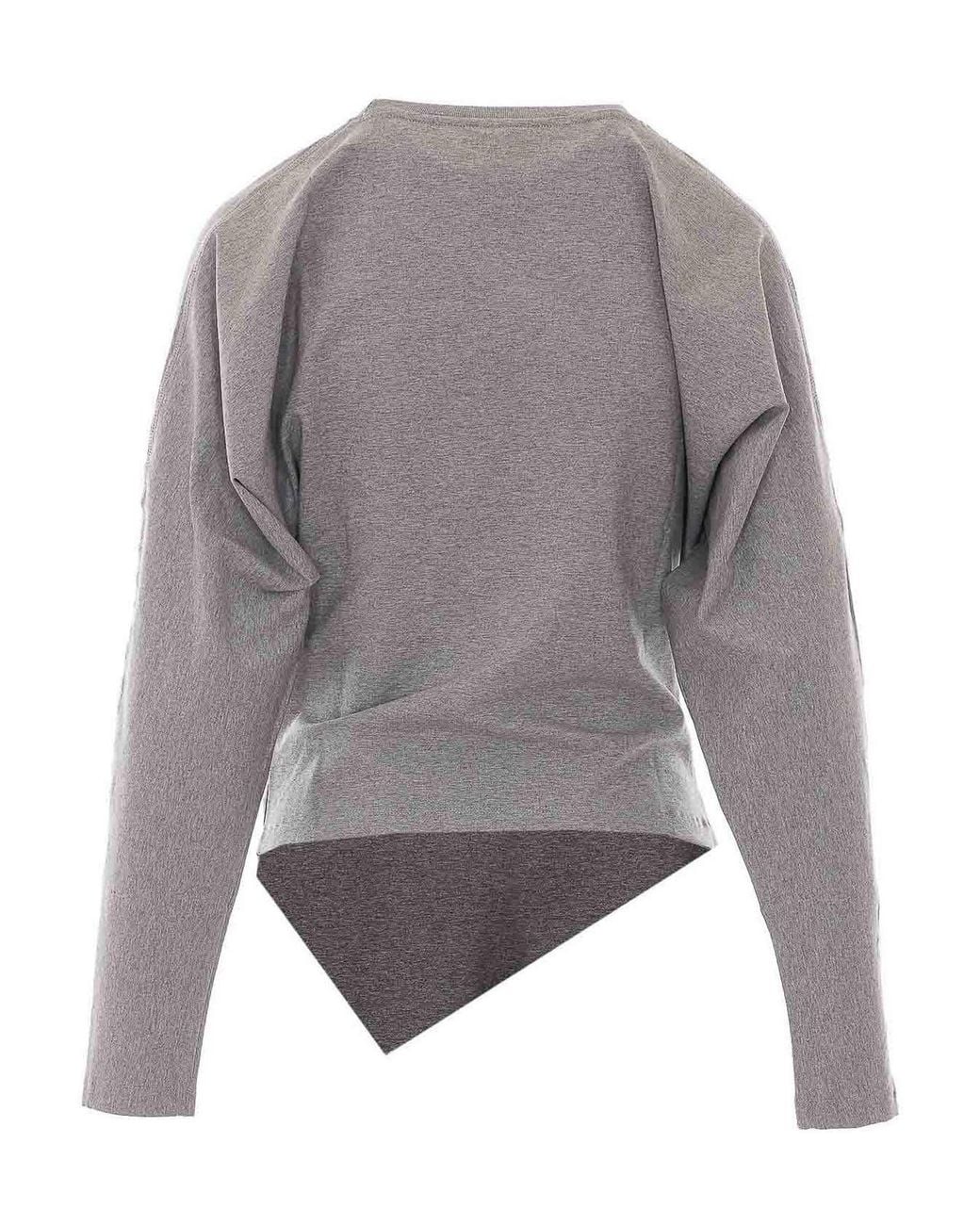 Ganni Gray Heavy Draped Sweatshirt