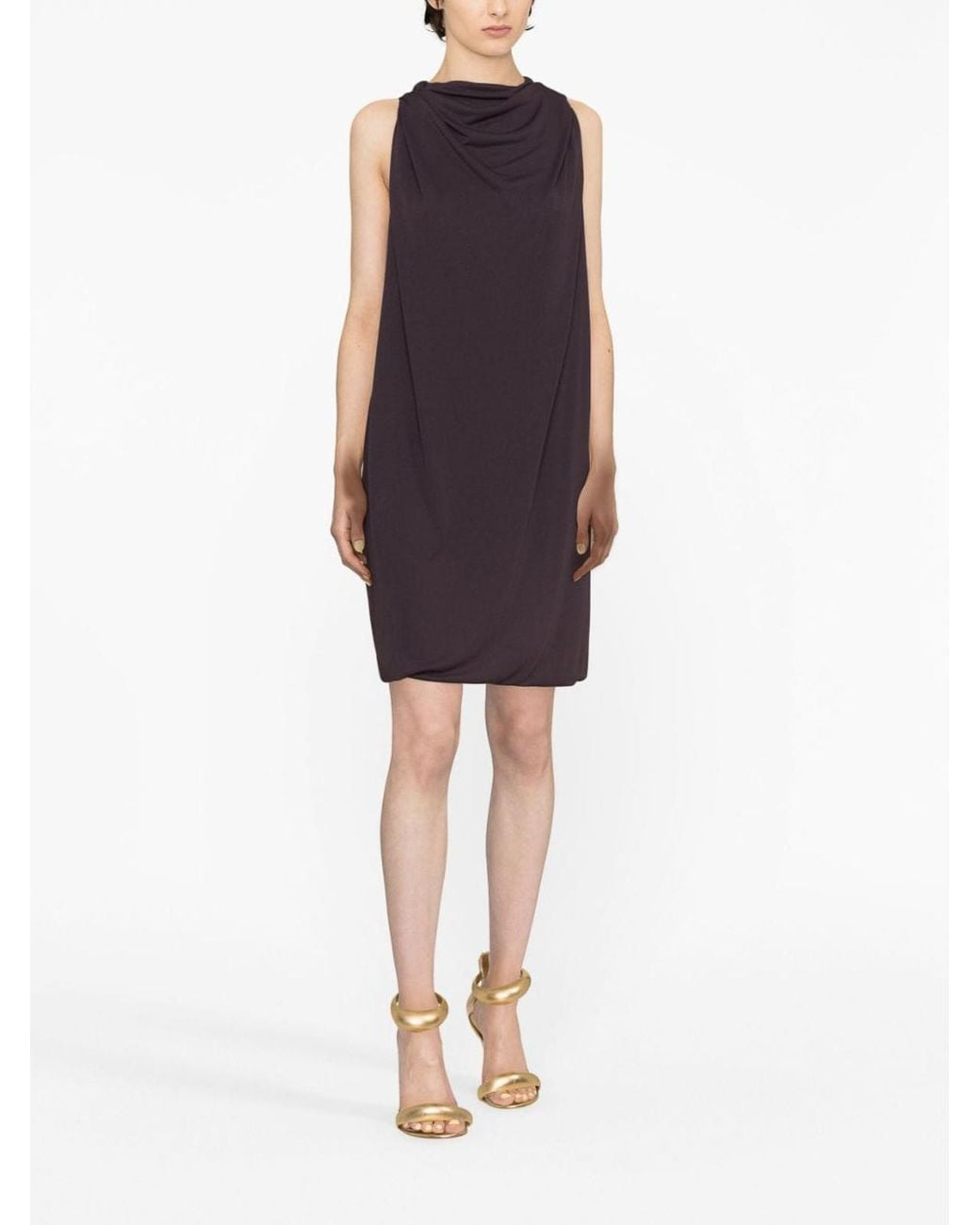 Lanvin Purple Knee Scarf Dress Twisted Back