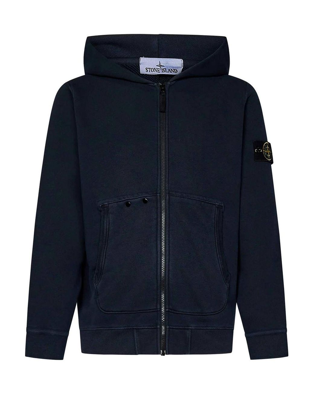 Stone Island Diagonal Fleece Cotton Zip Up Hoodie in Blue for Men Lyst UK