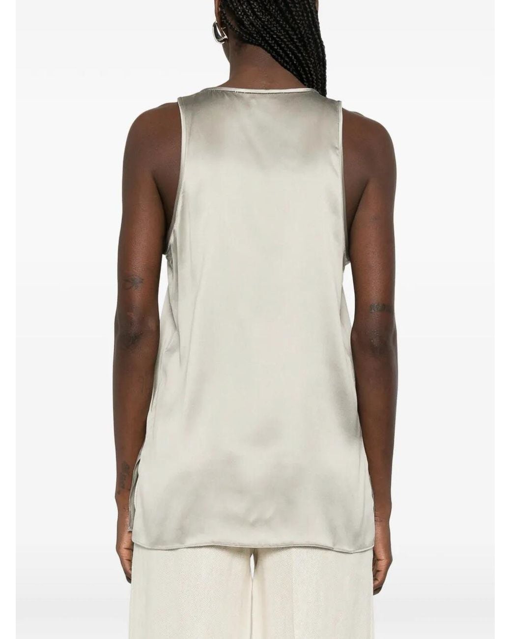 Brunello Cucinelli Gray Silk Elastan Blouse