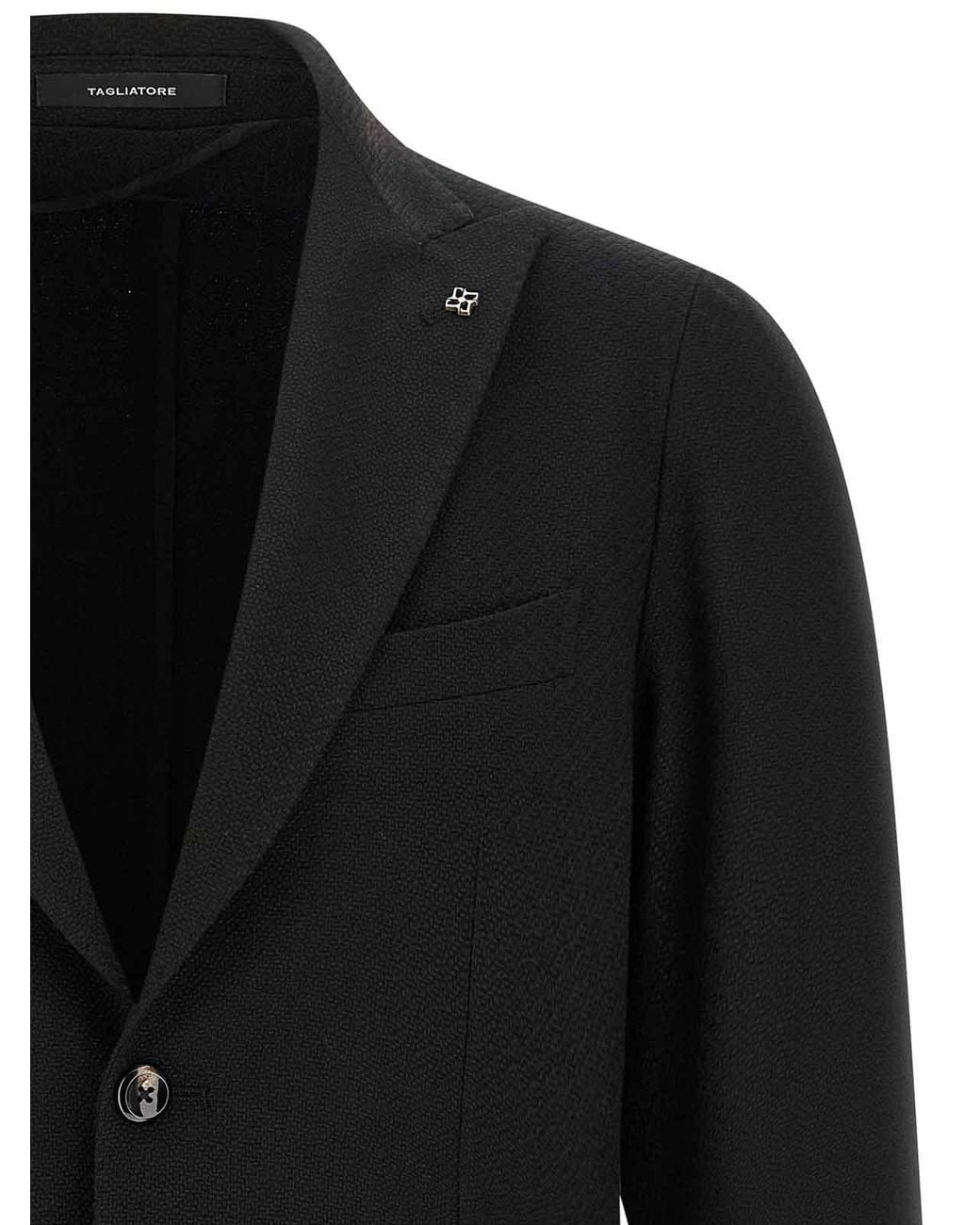 Tagliatore Black Montecarlo Virgin Wool Blazer for men
