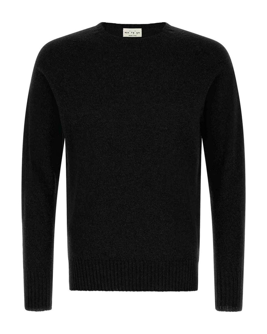 Ma'ry'ya Black Crew-Neck Sweater With Slits for men