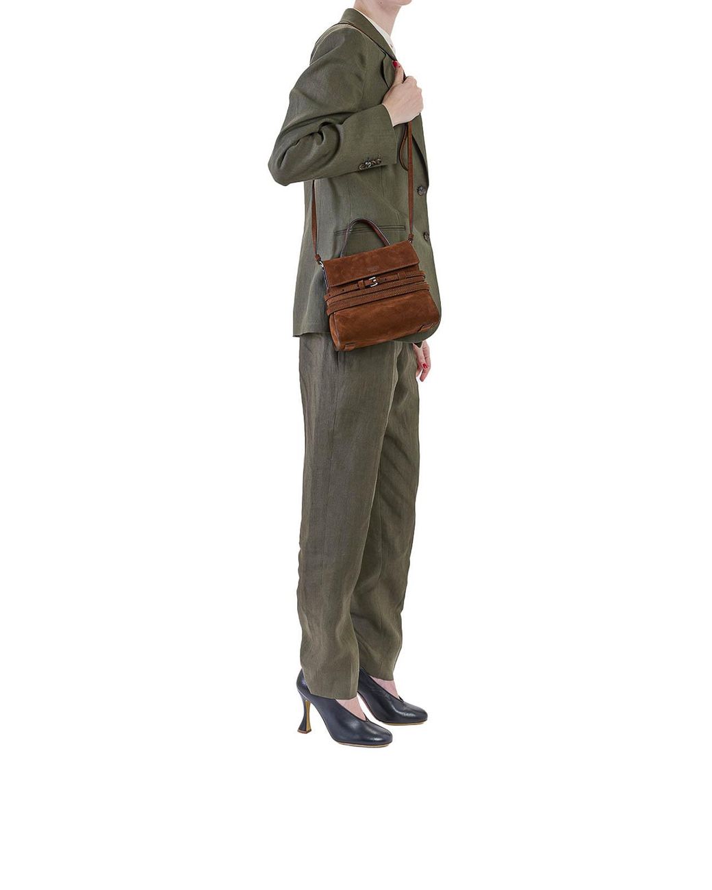 Moschino Brown Tie Me Small Suede Bag