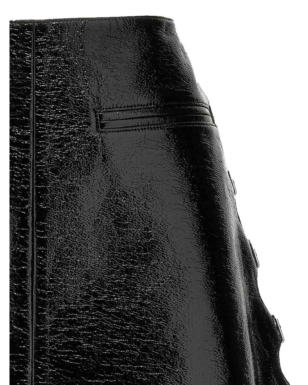 Courreges Black Vinyl Mini Skirt With Flared Silhouette